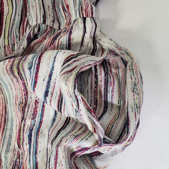 BCBGeneration Womens Romper Large Striped Multicolor Short Split Dolman Sleeve - Picture 7 of 12